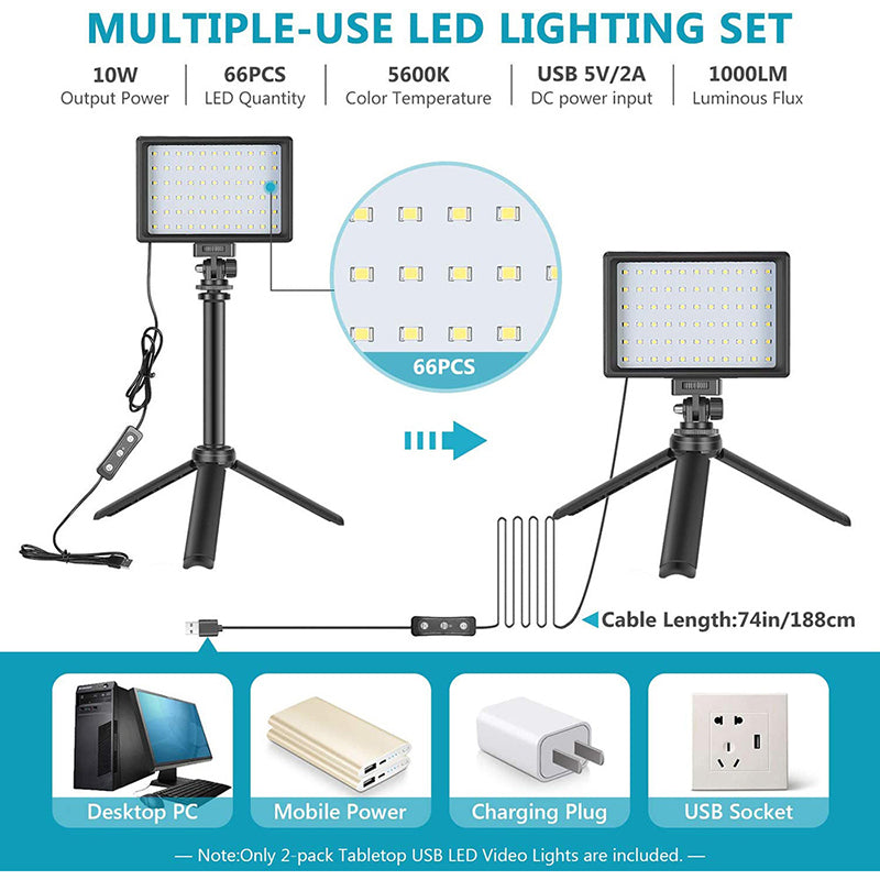 NEEWER N-96 Portable Photography Lighting Kit Dimmable 5600K 66-LED USB Video Lamp with 40cm Mini Tripod Stand NEEWER N-96 Portable Photography Lighting Kit Dimmable 5600K 66-LED USB Video Lamp with 40cm Mini Tripod Stand